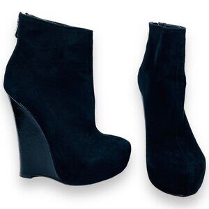 Alejandro Ingelmo Womens Black Suede High Platform Boots Booties Shoes 35